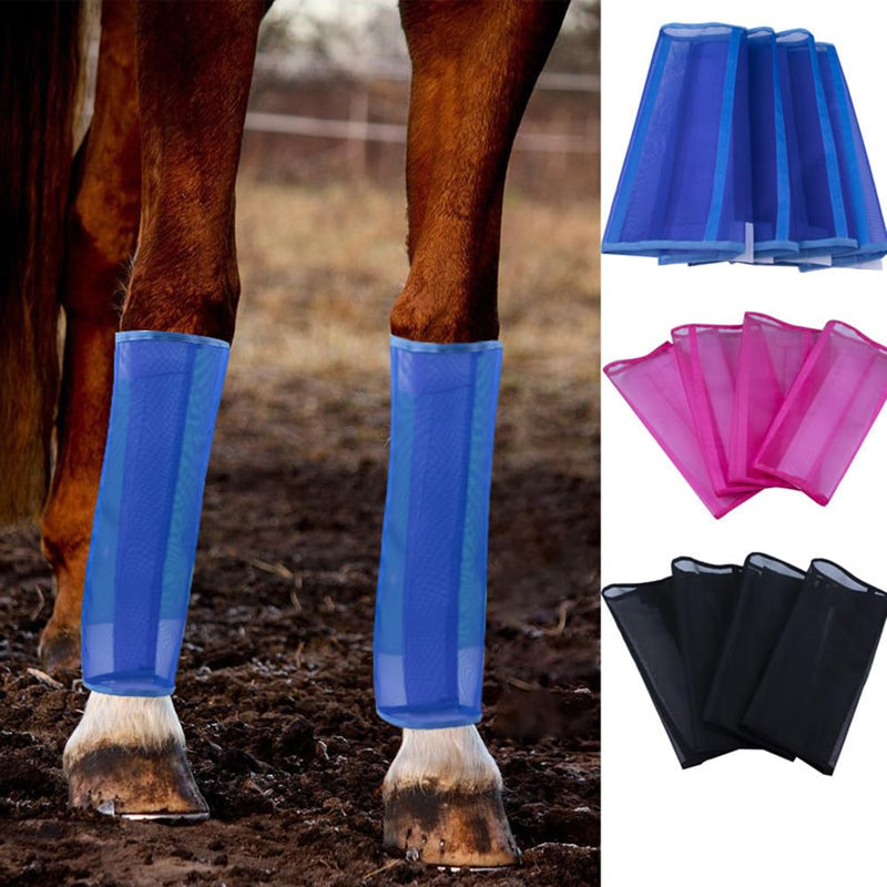 Set of 4 Loose-Fitting Horse Fly Leggins Breathable Tear-Resistant Mesh Leg Guards Stay-on Horse Leg Wraps for Horse Green 4pcs - BeesActive Australia