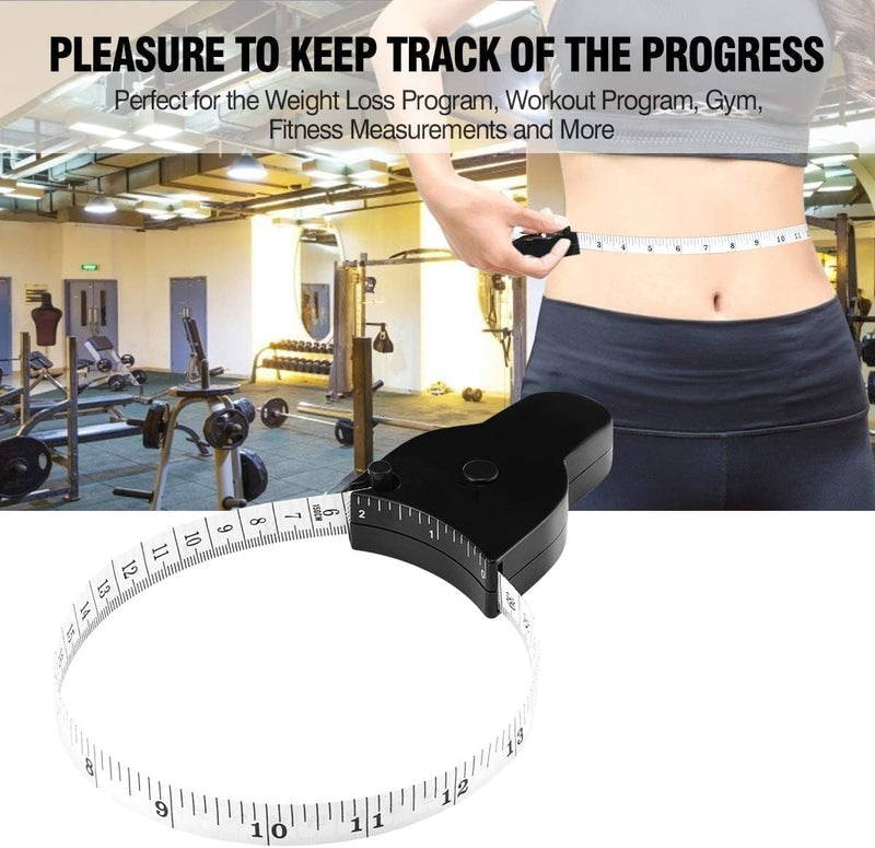 3PCS Body Measure Tape 60 inch (150cm), Automatic Telescopic Fat Measure for Body Measurement & Weight Loss to Track Weight Loss Muscle Gain by One Hand Black - BeesActive Australia