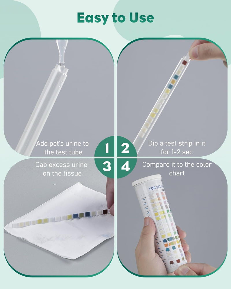 Pawfly 100 Strips Urine Test Strips, UTI Test Kit for 16 Parameters, Pet Urine Testing Strips, Veterinary Urinalysis Test Strips for Ketone, Glucose, Blood, Specific Gravity pH & More 16 in 1 - BeesActive Australia