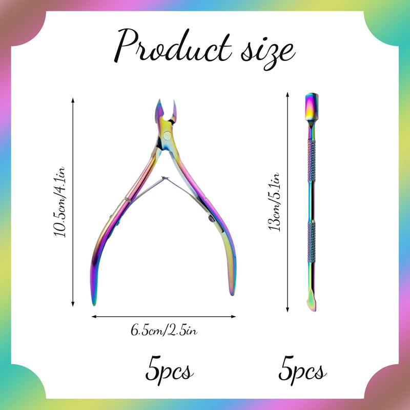 10 Pcs Cuticle Trimmer with Pusher,Stainless Steel, Nail Edge Cutter Clippers Dead Skin Trimmer Pointed Pedicure Manicure Nipper Remover Care Tools Bulk for Fingernails Toenails(Rainbow) - BeesActive Australia
