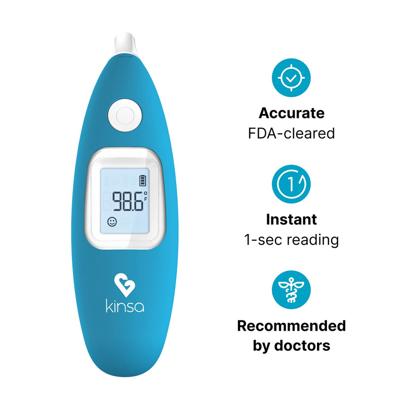 Kinsa Smart Ear Thermometer for Fever - Medical Infrared Termometro - FDA Cleared for Body Temperature Readings for All Ages - Connects to a Smartphone App to Track Symptoms and Get Illness Guidance - BeesActive Australia