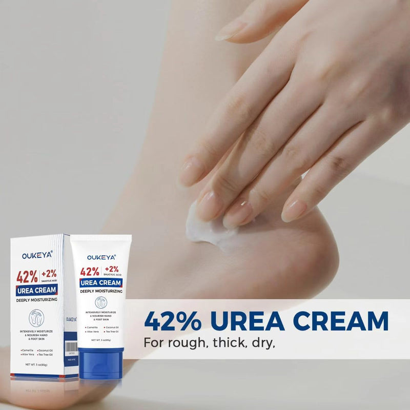 OUKEYA Urea Cream 42 Percent with 2% Salicylic Acid, 3 Oz Foot & Hand Cream for Dry Cracked Heels, Deep Moisturizing & Softening Keratin Feet Cream, Nourishing Skin Care Lotion for Rough, Dry Areas 3 Ounce( Pack of 1)