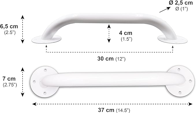 PEPE - Bathtub Handrails Tub and Toilet Handrails Set of 2 Bars 30cm Long Bathtub and Shower Handrails - BeesActive Australia
