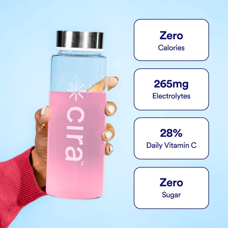 Cira Hydration Natural Powder (45 Servings) - Raspberry Hibiscus | Natural Electrolyte Powder & Drink Mix, Naturally Flavored & Sweetened with Stevia & Himalayan Salt 7.94 Ounce (Pack of 1)
