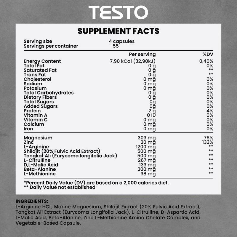 COURA Men's Testo Booster Multivitamin, Shilajit Zinc, 220 Capsules 55 Serv | 220 Capsules, Shilajit, Zinc, Magnesium, L-Arginine, Citruline, Beta Alanine