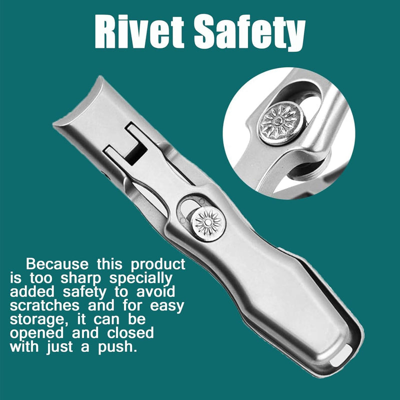 MightyClip Nail Clippers - German Stainless Steel for Men, Includes Nail File and Storage Box (Silver) Silver