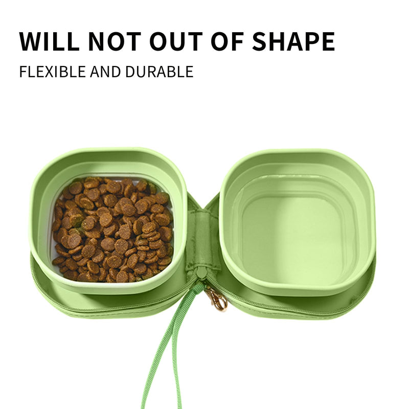Travel Twin Pet Bowls for Cats or Dogs, Collapsible Silicone Bowls for Food and Water Feeding, Foldable Zip Up Oxford Cloth Carry Case with Carabiner Clip, Portable Hiking Cat Bowl - BeesActive Australia