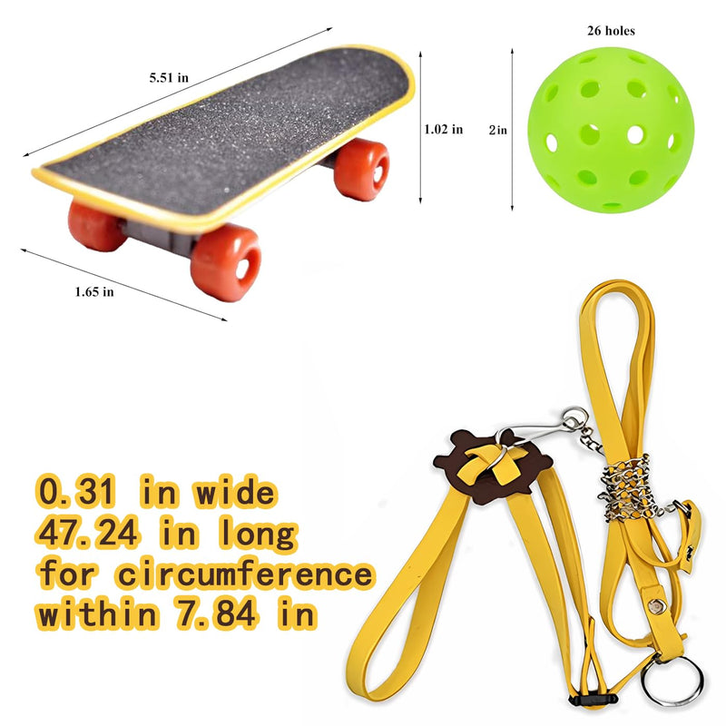 Turtles Playing and Training Toys Set, 1 Adjustable Tortoise Leash 2 Reptile Skateboards 2 Treat Ball, Turtle Fast Skate Accessory Funny Pet Mini Walking Skateboards for Parrot(Yellow Small) Yellow Small - BeesActive Australia