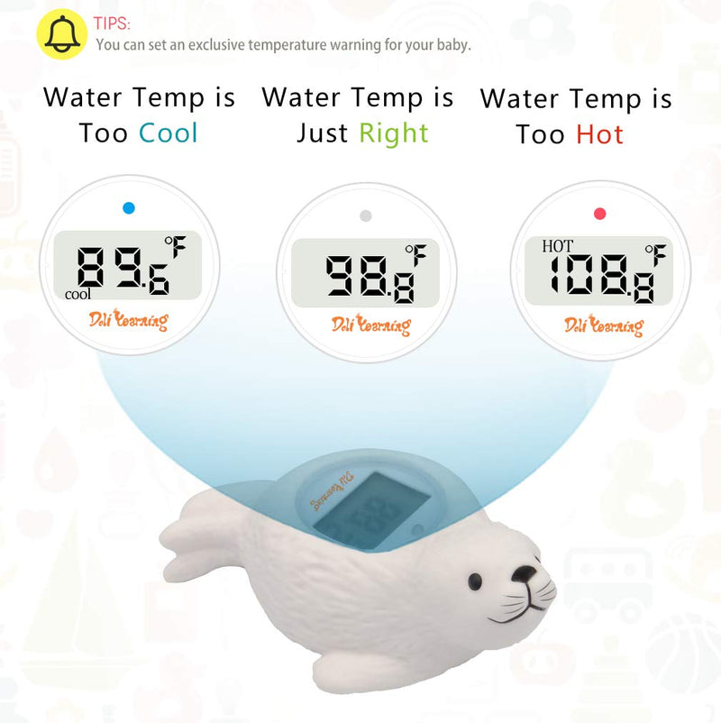 Doli Yearning Upgrade Baby Bath Thermometer Room Temperature| Water Thermometer|Kids' Bathroom Safety Products| Baby Bath(Seal Shape)℃/℉, LCD White