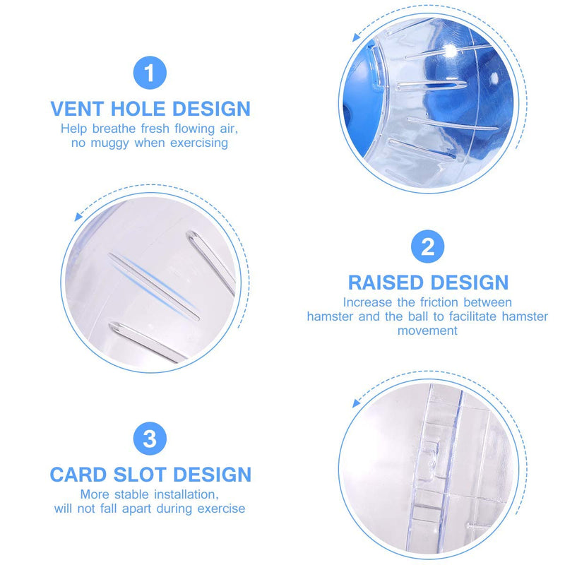 Hamster Exercise Ball Silent Hamster Wheel Small Animals Transparent Ball for Dwar Rat Relieves Boredom and Increases Activity (6 inch, Blue) 6 inch - BeesActive Australia