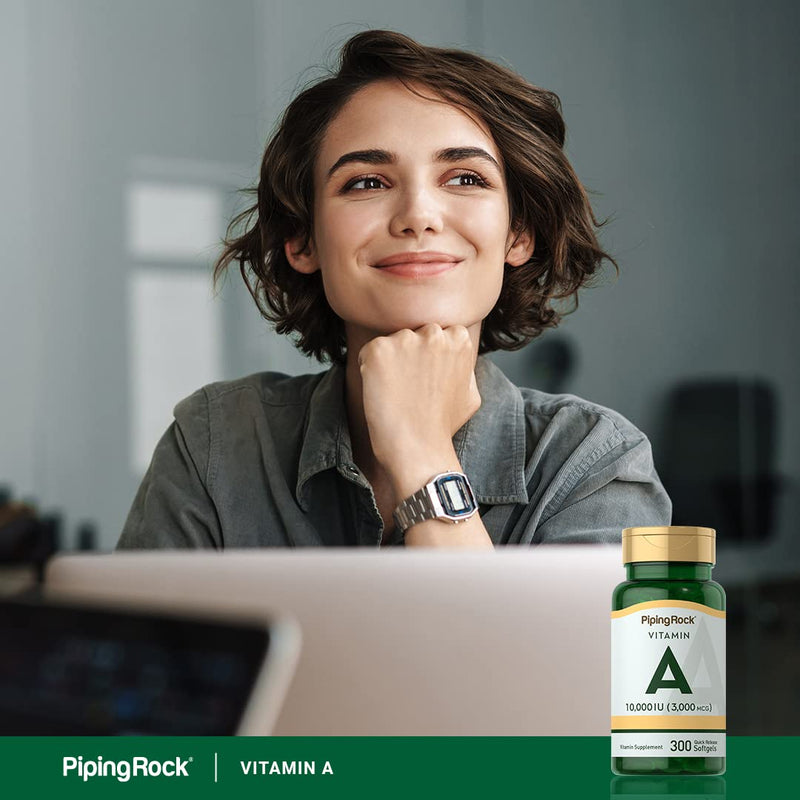 Piping Rock Vitamin A 10000 IU Softgels | 300 Count | Non-GMO, Gluten Free Supplement - BeesActive Australia