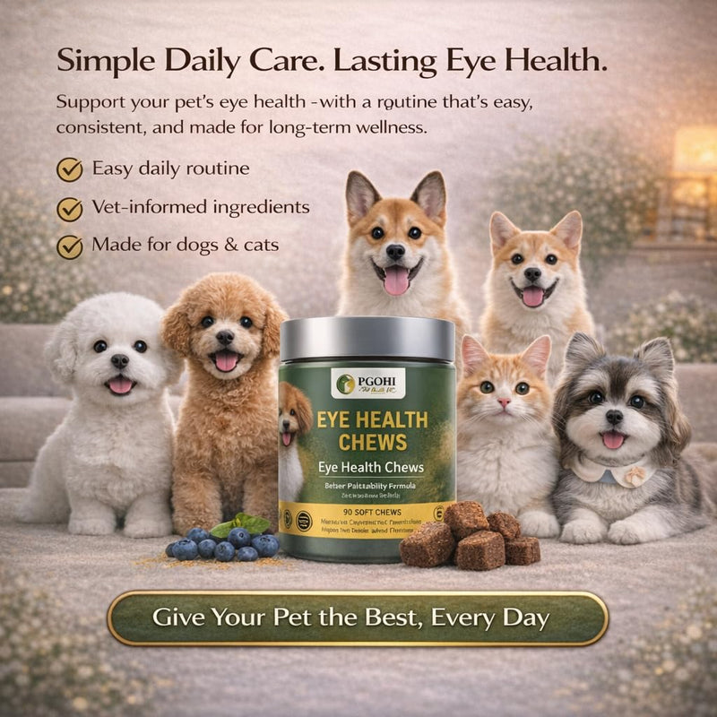 Natural Plus Eye Health Chewable Tablets for Pets, Tear Stain Support Supplement for Cats & Dogs, 90 Count