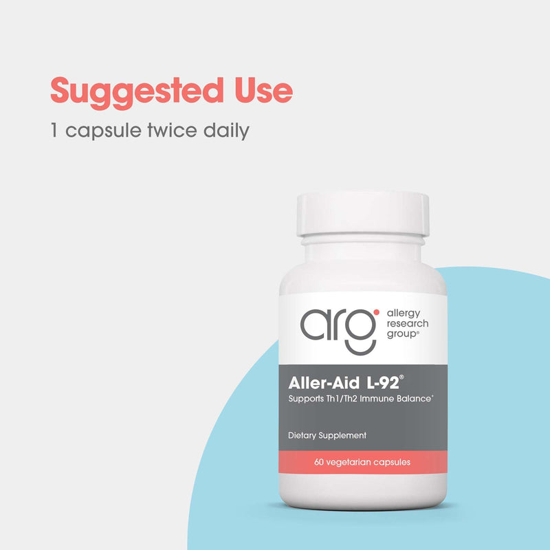 ARG Aller-Aid L-92 Postbiotic Immune Capsules, 60 Capsules | L-92 Postbiotic With Vitamin C and Botanicals for Histamine and Seasonal Support, Hypoallergenic, 60 Servings