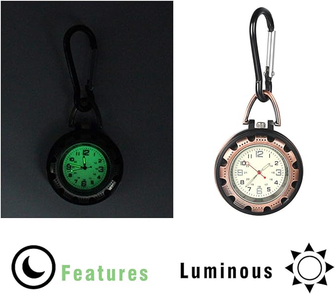 JEWELRYWE Nurse Watch, Luminous Dial, Watch Key Chain, Nasukan, Simple, Backpack, Bag, Pocket, School Bag, Pocket Watch, red -  Australia