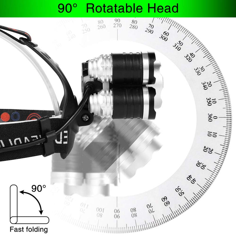 Headlamp 1200 Lumen Ultra Bright LED Work Headlight,Brightest USB Rechargeable Headlamps,4 Modes Waterproof Zoomable Head Lamp Best Headlamps for Adults Camping Cycling Hiking Hunting Outdoors Silver