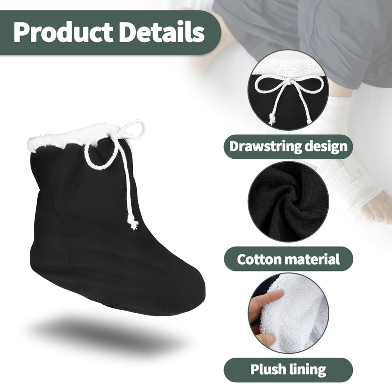 Cast Sock Cover for Foot, Cast Cover for Foot, Leg Cast Cover, Adjustable Drawstring Foot Cast Cover for Men and Women (Thick, Black) 14 Inch Thick, Black