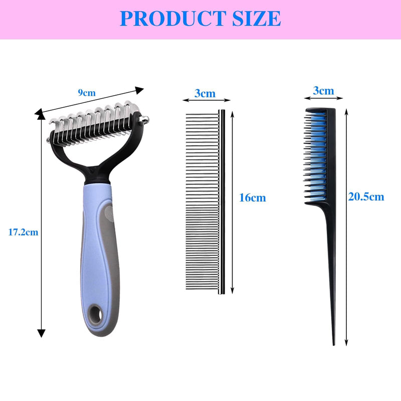 Txeouse Cat Brush Long Hair & Dog Brush Long Hair - Undercoat Comb Removes Undercoat & Tangles | Thinning & Top Hair Protection (Blue) Blue - BeesActive Australia