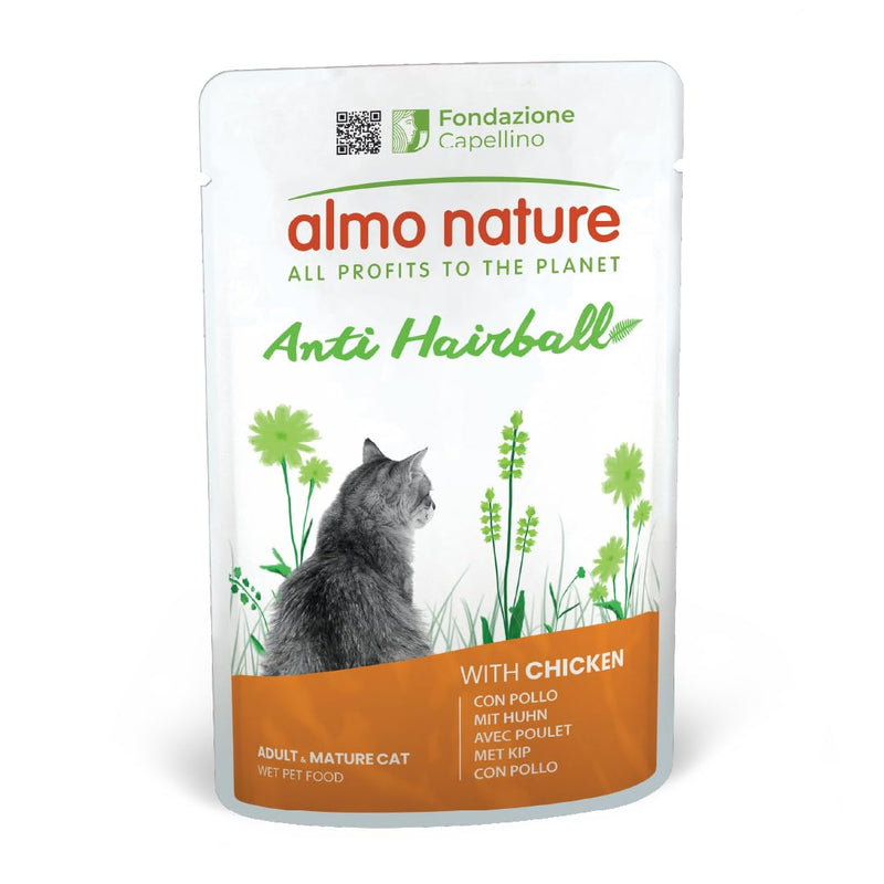Almo Nature Functional - Anti Hairball - Wet Food for Adult and Mature Cats - with Beef and Chicken - Prevents Hairball Formation - 70g (Pack of 6) Beef, Chicken 70 g (Pack of 6)