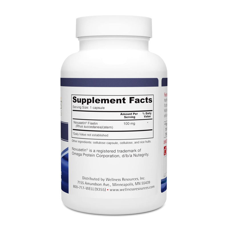 Wellness Resources Fisetin - Novusetin Fisetin Supplement for Longevity, Memory, Focus, Brain Health - Senolytic and Situin Activator - Gluten-Free, Non-GMO, Vegan (100mg, 90 Capsules)