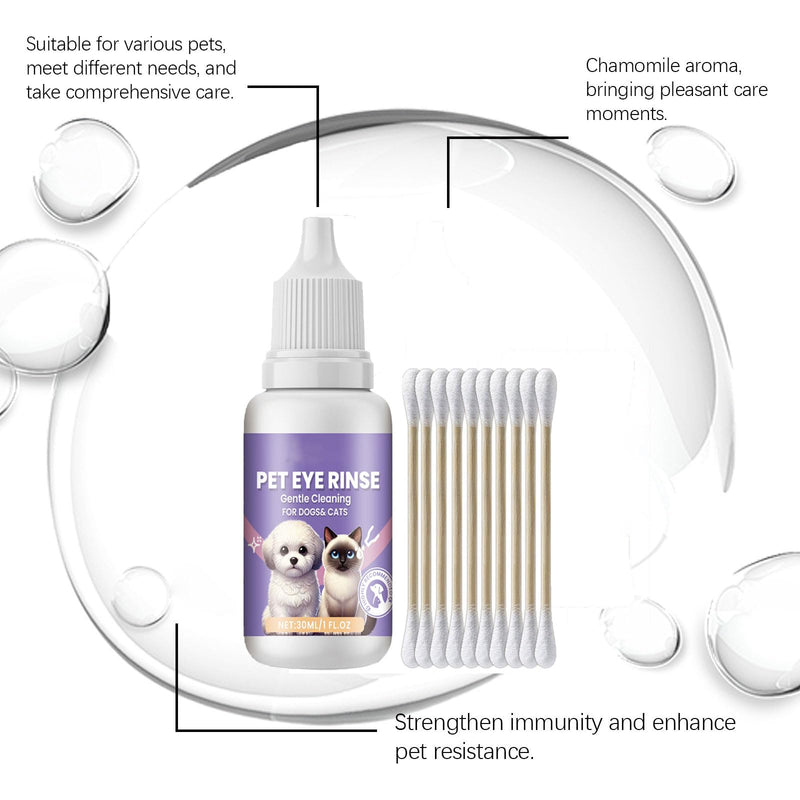 Dog & Cat Eye Wash, Gentle Pet Eye Rinse, Eye Washfor Dogs & Cats Eye Infection Treatment to Soothe Eye Infection Allergy, Dog Tear Stain Cleaner, Suitable for All Breeds & Ages, 30ml (30ml)