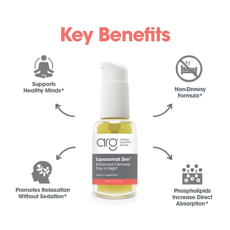 ARG Liposomal Zen L-Theanine Liquid Supplement, 1.7 fl oz | Liposomal L-Theanine Liquid for Calm Mood and Relaxation Support, Fast Absorption Formula, 25 Servings
