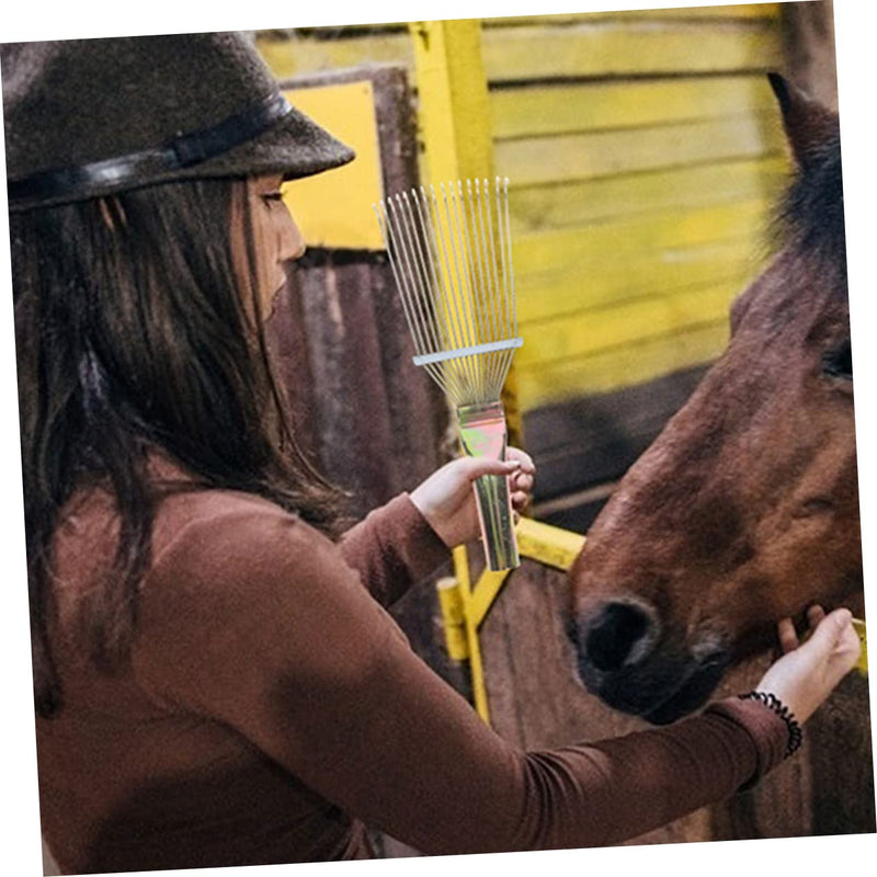 Horsehair Wool Comb Horse Hair Brushes Livestock Hair Rakes Horse Tail Brush Horse Brush Livestock Hair Brush Scraper Tool Grooming Brush Horse Cow Bridegroom Steel Pet 23x7cm As Shown - BeesActive Australia
