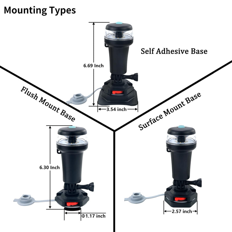 Boat Navigation lights LED Battery Powered with Swivel Multiple Base Mounting (White) White - BeesActive Australia