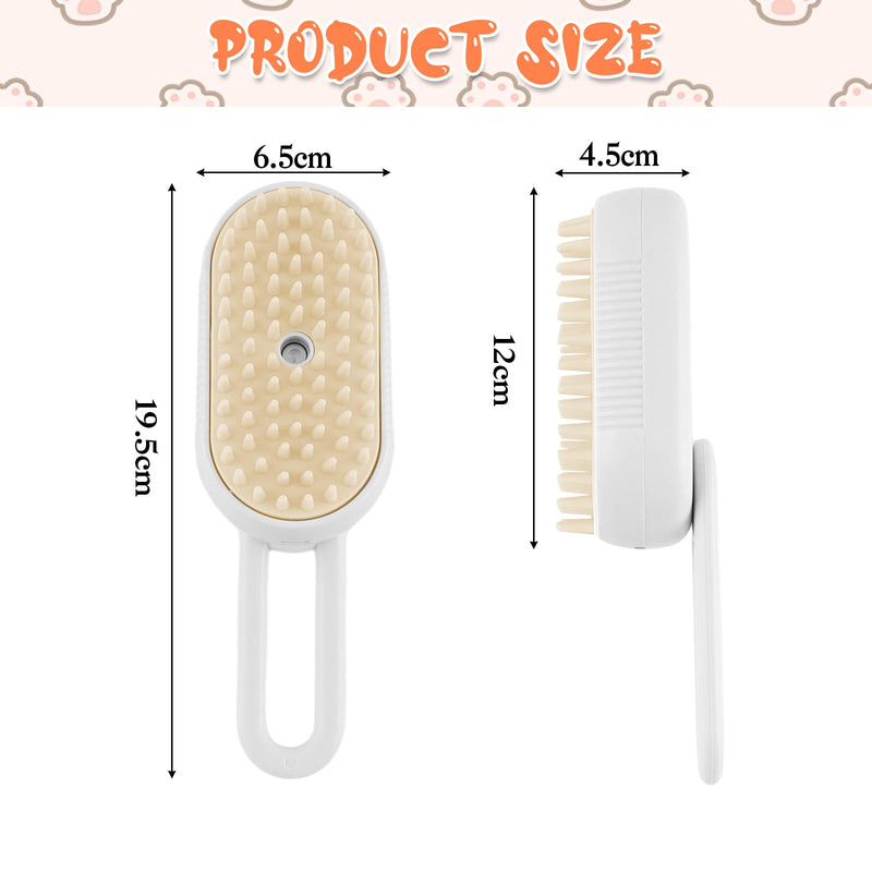Taekooki Steam Cat Brush, Pet Hair Removal Comb with Water Tank, 3-in-1 Steam Cat Brush, Cat Brush with Steam, for Massage, Grooming and Hair Removal (White) White - BeesActive Australia
