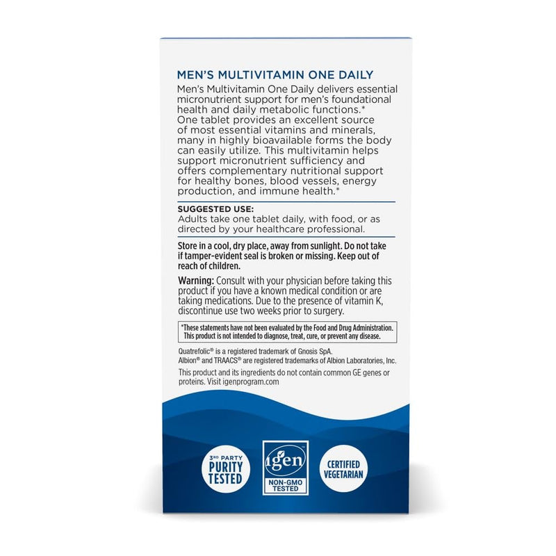 Nordic Naturals Men's Multivitamin One Daily - 30 Tablets, 1 Month Supply | 20 Essential Nutrients for Bone, Energy & Blood-Vessel Support. Immunity Supplement. 1 Tablet Daily. 30 Servings. 1 Count (Pack of 30)