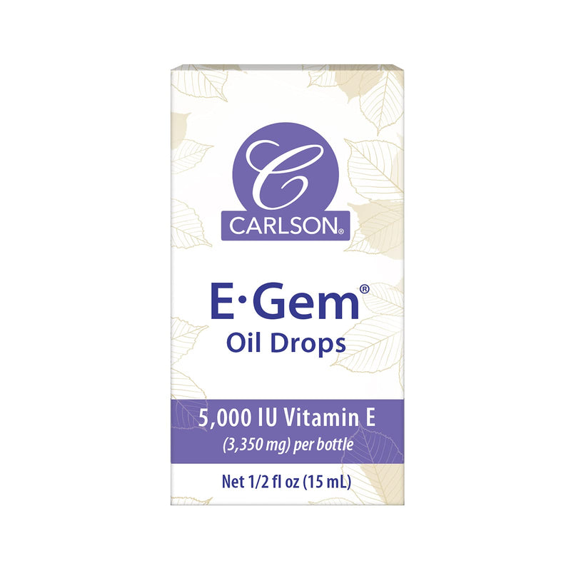 Carlson E-Gem Oil Drops, 5000 IU (3350 mg), Vitamin E, .5 Fl oz | Moisturizing; Nourishing Skin and Bath Oil