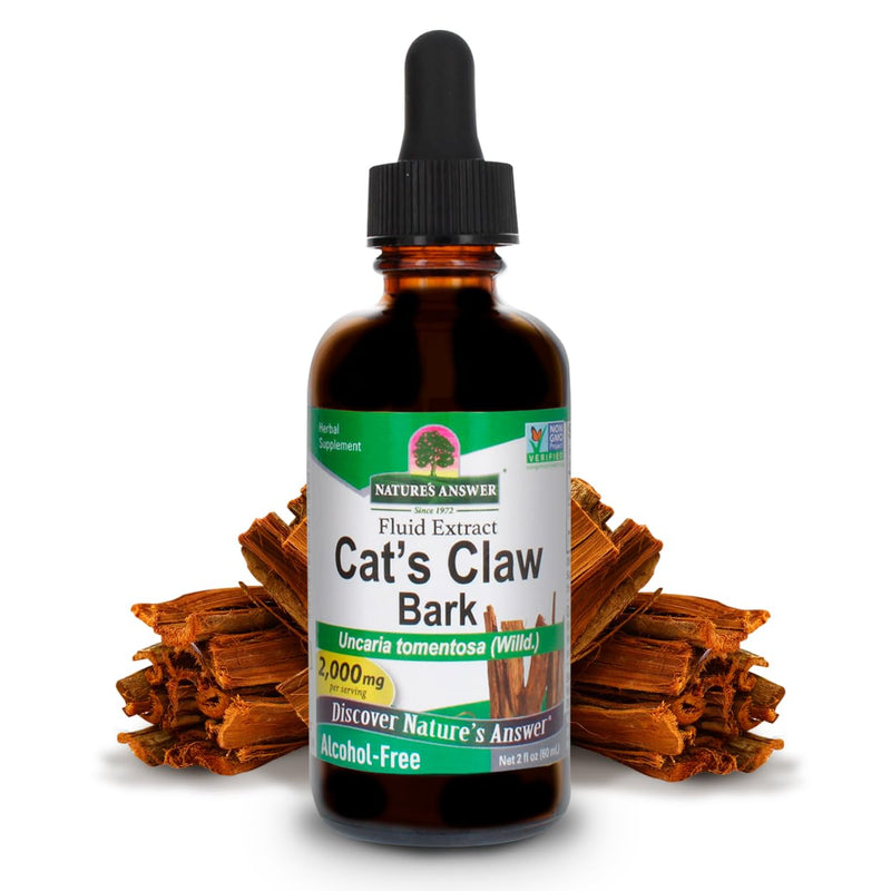 Nature's Answer Cat's Claw Bark Liquid Extract Supplement 2 Ounce - Alcohol Free Cats Claw Tincture & Capsules Alternative for Joint & Muscle Support, Vegan, Non-GMO, Gluten Free, Kosher 2 Fl Oz (Pack of 1) - BeesActive Australia