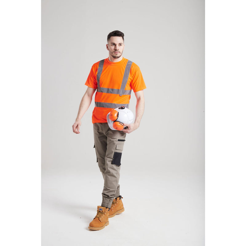 Portwest Hi-Vis T-Shirt RIS Viz Visibility Reflective Safety Work Wear Top ANSI 2, Large Orange