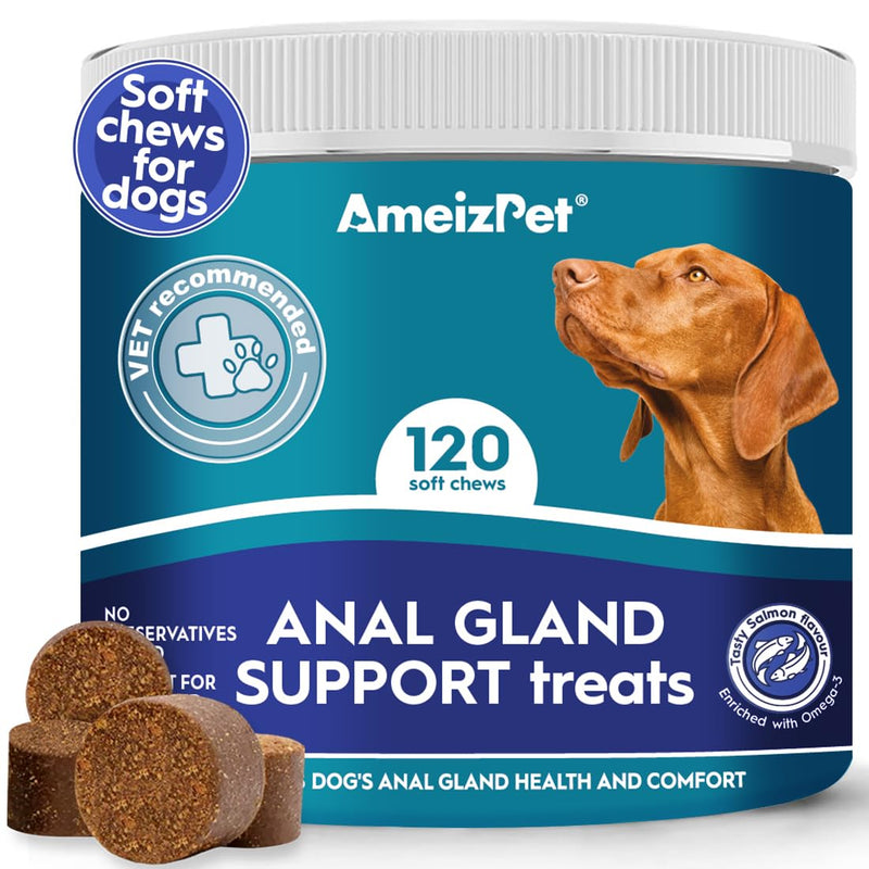 AmeizPet Anal Gland Soft Chews Treatment For Dogs, Functional Digestive Fiber Treats For Dogs Glands Healthy Dog Chews, 120 Soft Dog Treats 120 Treats