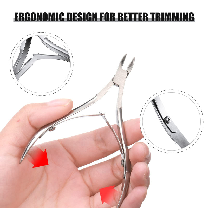 Chumia 20 Pcs Cuticle Trimmer Stainless Steel Cuticle Nippers, Nail Edge Cutter Clippers Dead Skin Trimmer Pointed Pedicure Manicure Nipper Remover Care Tools Bulk for Fingernails Toenails(Silver) Silver - BeesActive Australia