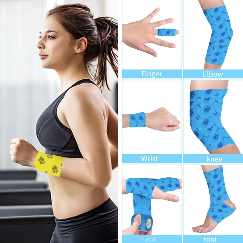 Self-adhesive bandage for pets, pet self-adhesive bandage, 4 pieces pet cohesive bandages, elastic cohesive adhesive bandage, cohesive fixing bandage, for dogs, cats, wrap adhesive bandage style 1 - BeesActive Australia
