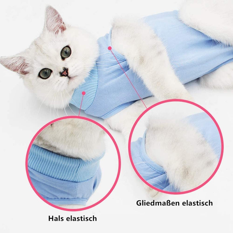Voarge Recovery Suit Cat, Cat Bodysuit After Surgery Anti-licking, Prevent Licking After Surgery Wear Weaning and Keep Warm Recovery Cloth Suit for Cats Dogs (L, Blue) L - BeesActive Australia