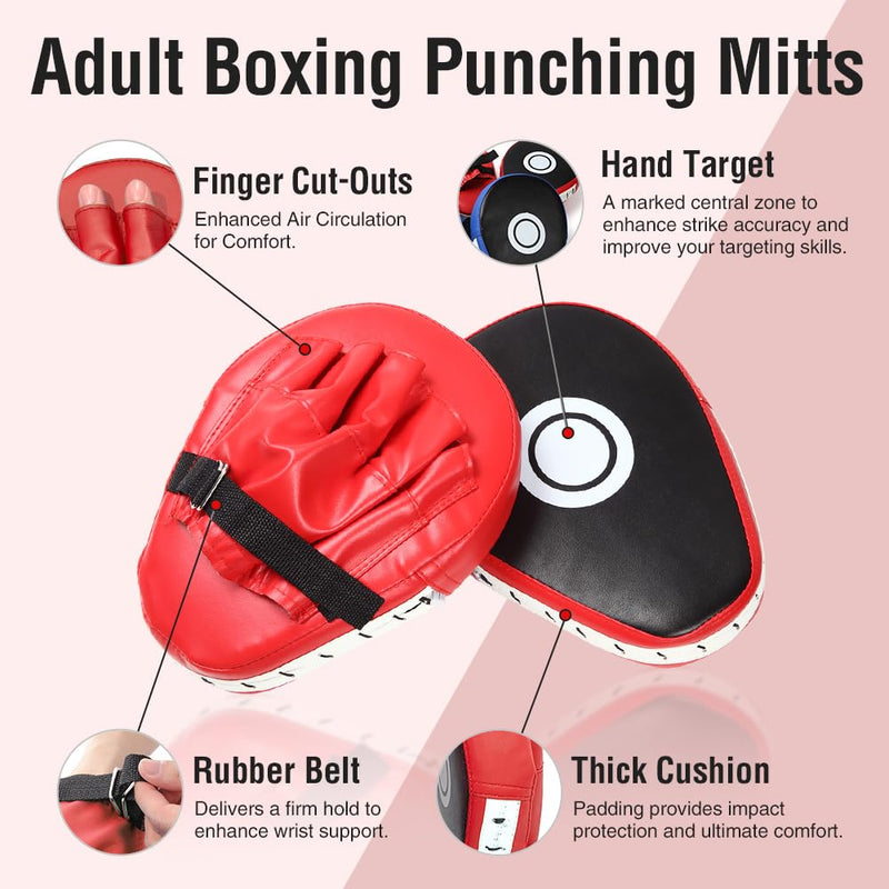 MERCIEL Boxing Gloves and Mitts Set Lightweight Kids Boxing Gloves & Adult Punching Mitts, Includes Storage Bag, One Size Fits Most Black
