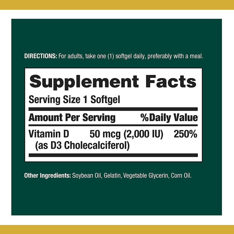 Nature's Bounty Vitamin D 2,000 IU Softgels