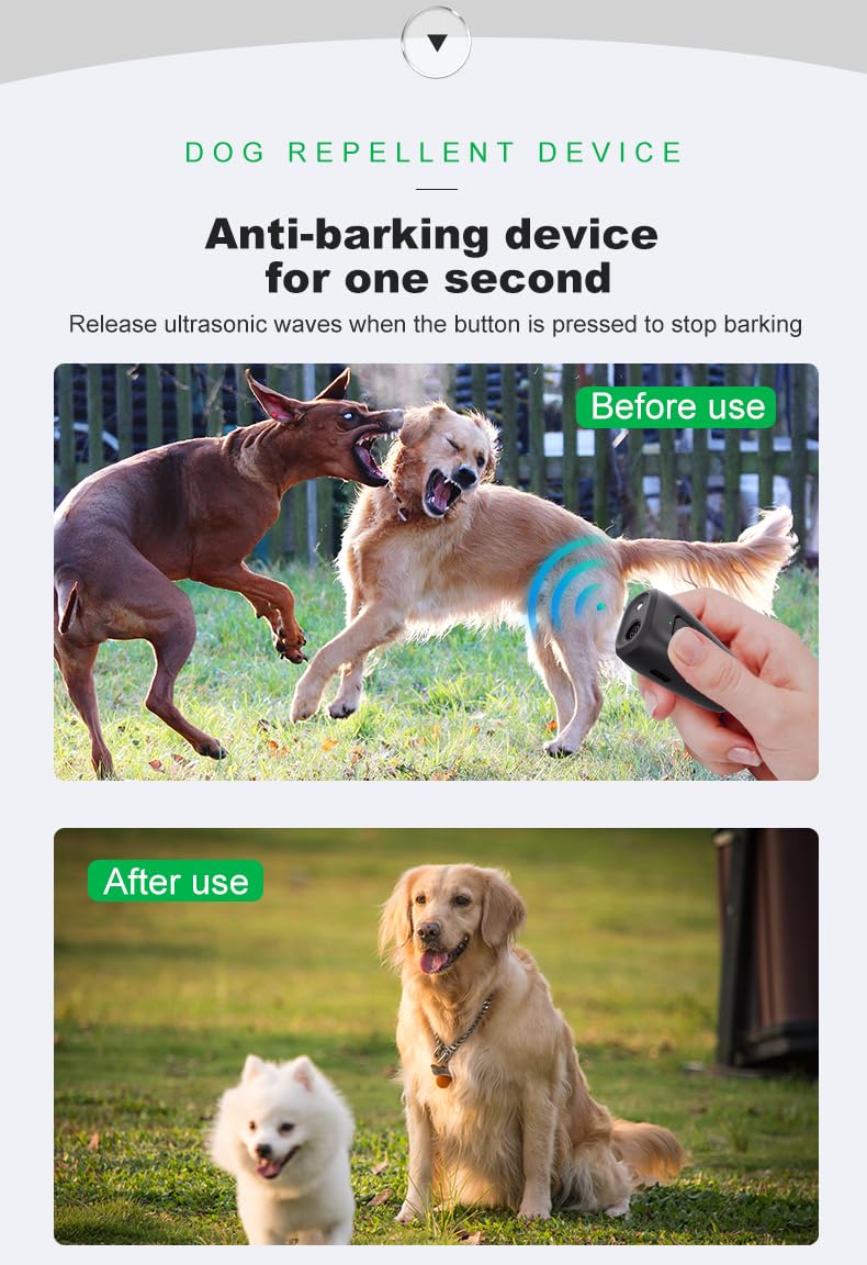 Dog Bark Deterrent Device Mini Ultrasonic Dog Repellent, Portable Dog Training Device, Anti-Barking Device, Dog Repellent and Dog Prevention Device, Rechargeable Dog Bark Deterrent Devices