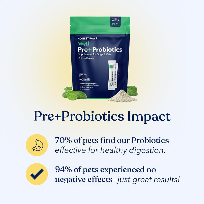 Honest Paws Fish Oil and Probiotics for Dogs and Cats Bundle - Digestive & Immune Support Powder with Prebiotic - Omega-3 Wild Alaskan Salmon Oil - Healthy Skin and Joints