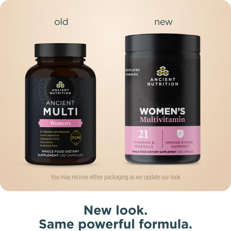 Ancient Nutrition Methylated Multivitamin for Women | Vitamin D, C, Methylated B12, Zinc, Magnesium, Supports Healthy Immune System and Bone Health, 90 Count Women's Multivitamin (90 count)