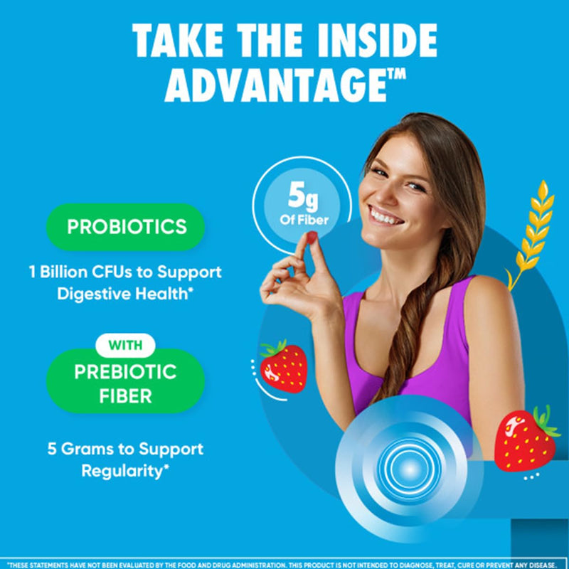 Digestive Advantage Prebiotic Fiber Supplement Strawberry Flavor Gummies with Probiotics for Women & Men Digestive Health, Adults Regularity and Gut Health, 60 Count (2 Pack) 2