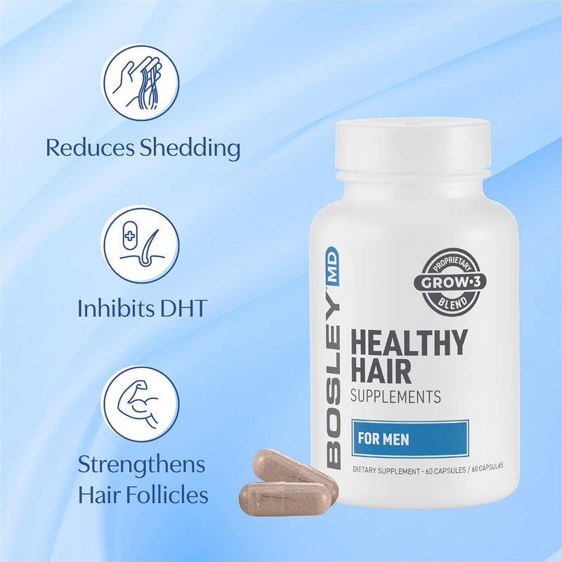 Men’s Healthy Hair Growth Supplements – DHT-Blocking Botanicals with Biotin, Niacin, Zinc & Pumpkin Seed - Rich in Vitamins & Minerals – Supports Thicker, Fuller Hair – 60 Capsules (2-Month Supply) Men's Supplement With Biotin