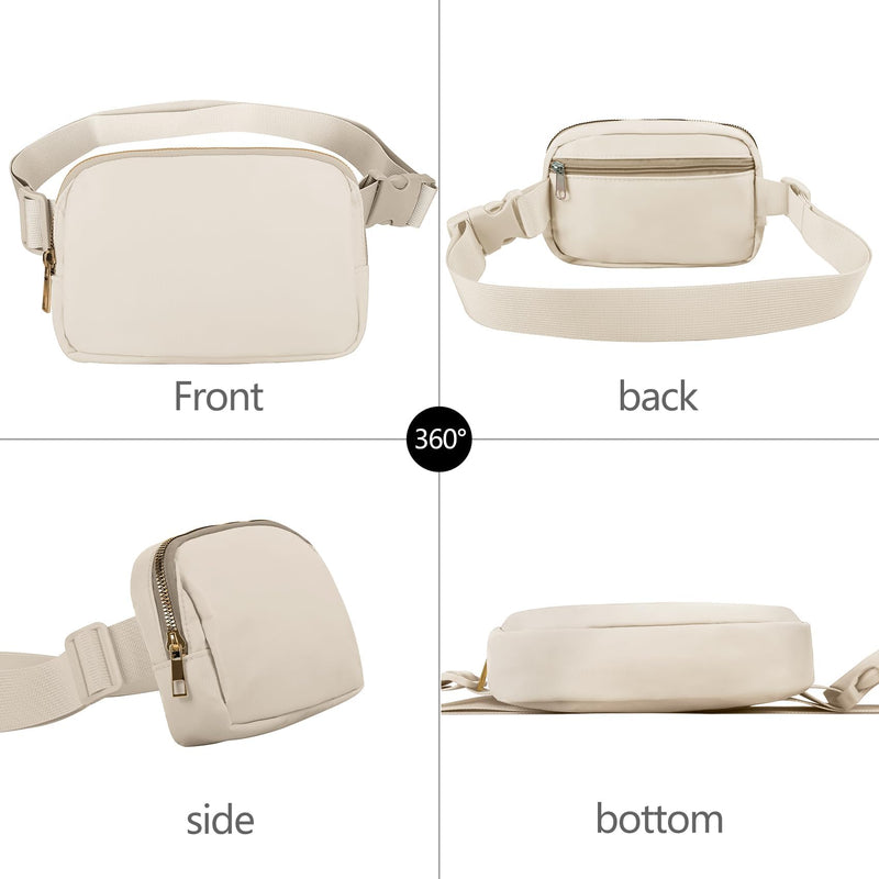 VOROLO Fanny Pack For Women And Men Crossbody Bag Belt Bag with Adjustable Strap Graduation Gifts Black+Khaki 2 Pack Fanny Pack