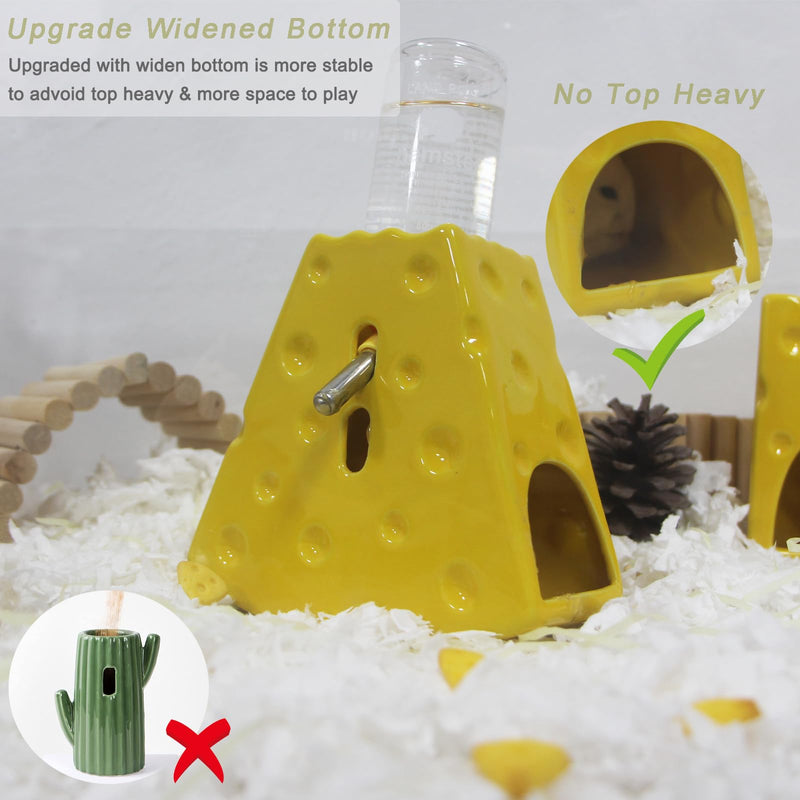Hamster Water Bottle for Glass Tank, Adjustable Hamster Water Bottle Holder 125ML Syrian Hamster Water Bottle with Widen Bottom Stand Anti-Fall, Ceramic Cheese Water Dispenser for Mice Gerbil - BeesActive Australia