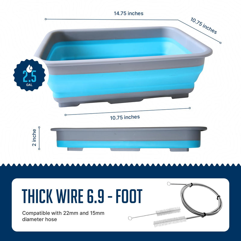 CPAP Cleaning Kit Hose and Mask for CPAP Hanger Dryer with 6.9 ft Thick Wire Brush, Collapsible Wash Basin, Compatible with 22mm and 15mm Hose, Extra Soft Bristles Cleaner CPAP Supplies Hose Dryer Cleaning Set