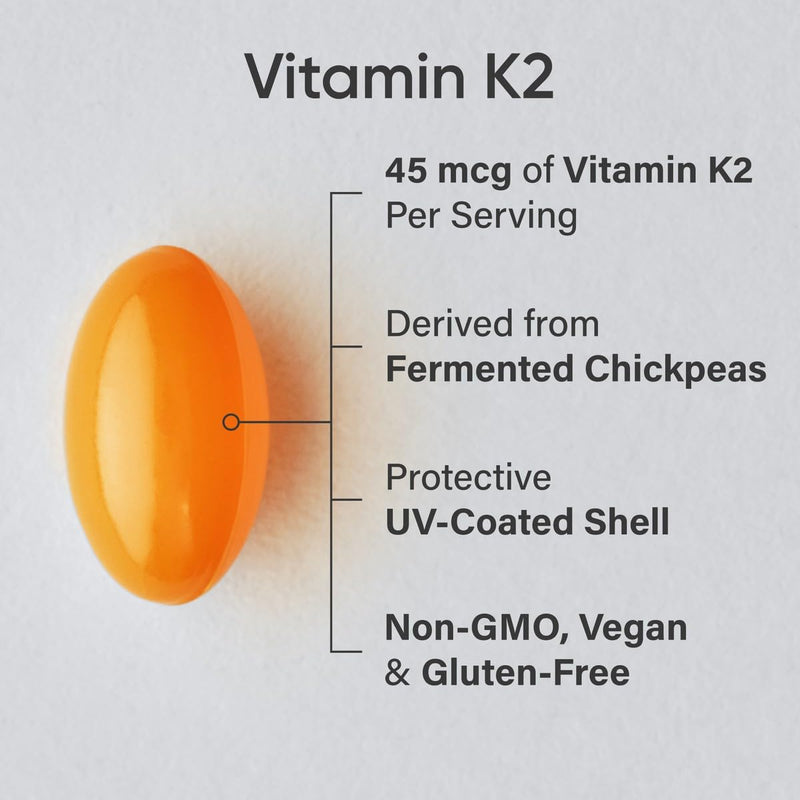 Sports Research Vitamin K2 as MK-7 45mcg with Coconut MCT Oil - 90 Veggie Softgels (3 Month Supply) Vegan Certified, Non-GMO Verified, Gluten & Soy Free 90 Count (Pack of 1) - BeesActive Australia