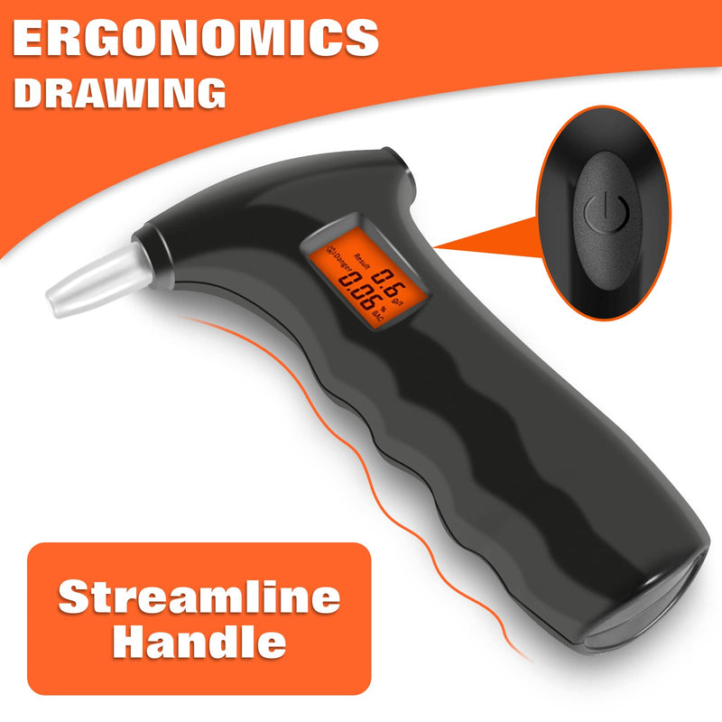 Professional-Grade Accuracy Breathalyzer, Portable Alcohol Tester, Professional-Grade Accuracy Breathalyzer with LCD Digital Display for Personal, Home or Party Use with 10 Mouthpieces Black - BeesActive Australia