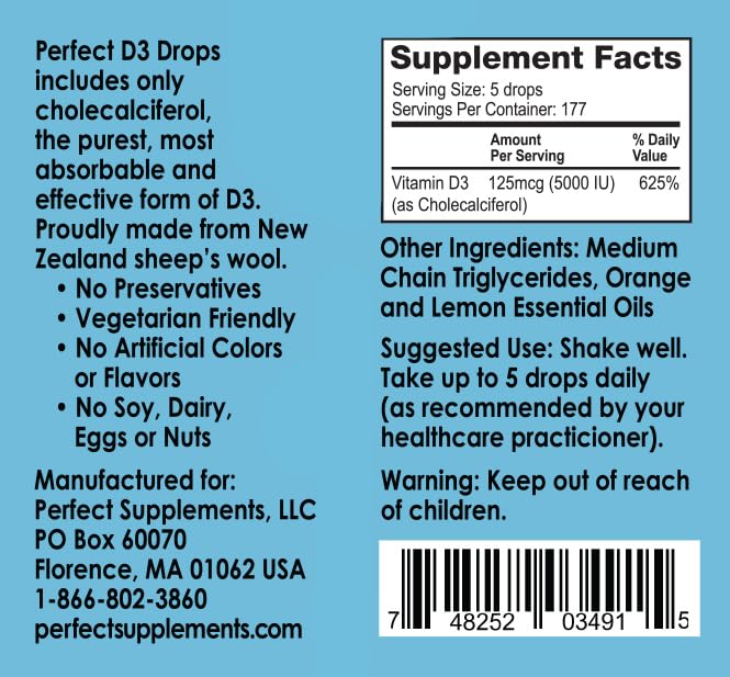 Perfect Supplements Vitamin D3 Drops - 1 fl oz 60 Fl Oz (Pack of 1)
