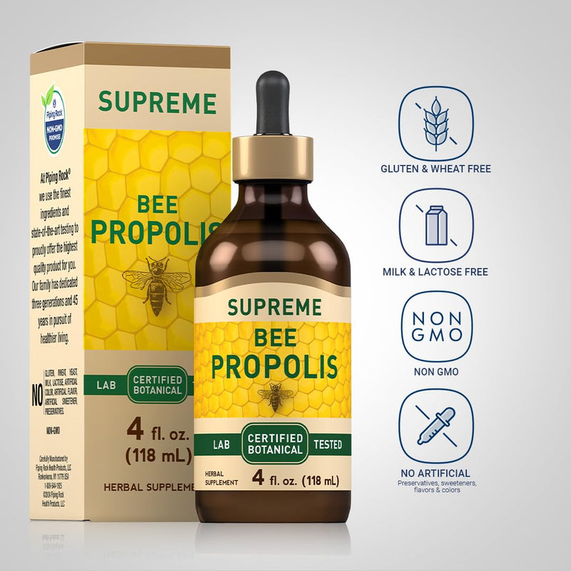 Piping Rock Bee Propolis Tincture | 4 Fl Oz | Certified Botanical Extract Liquid | Non-GMO, Gluten Free Supplement - BeesActive Australia